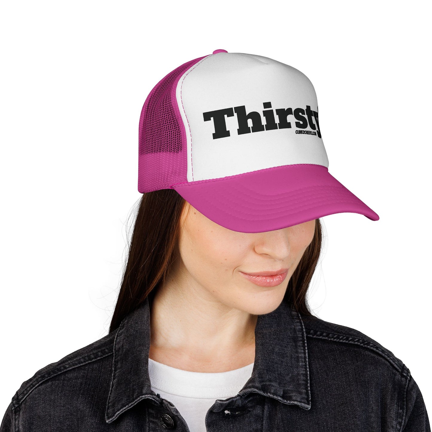 Trucker Cap — 'Thirsty?' Retro Bold Text Mesh Hat