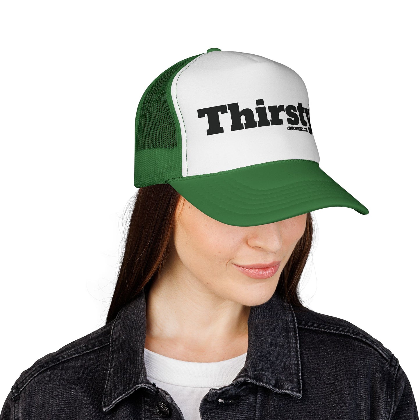 Trucker Cap — 'Thirsty?' Retro Bold Text Mesh Hat