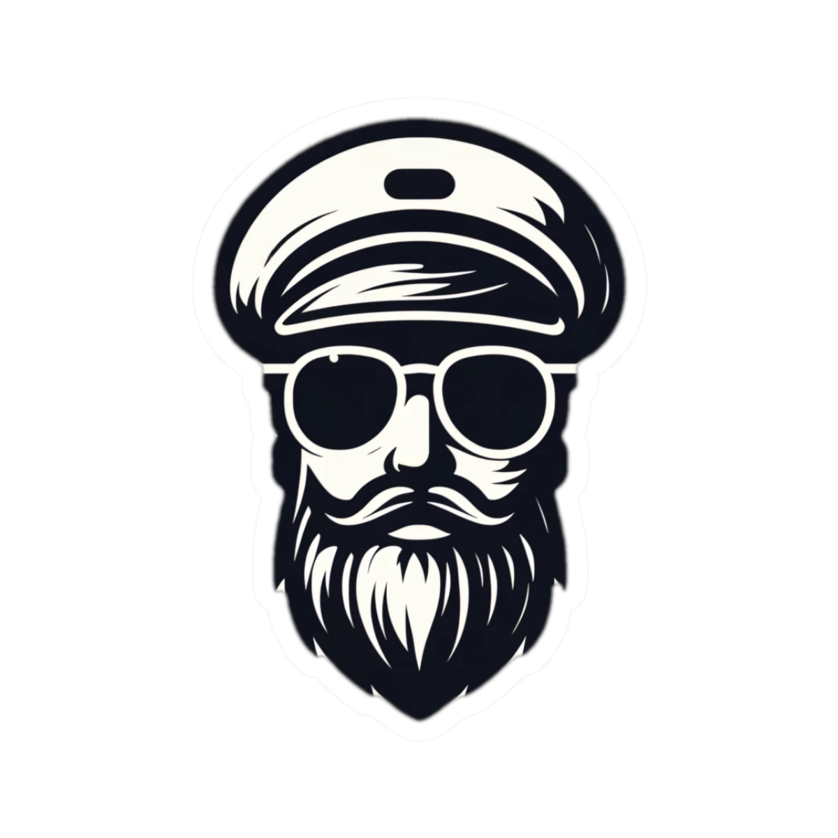 Bearded Captain Sticker — Nautical Sailor Skull Hat Sticker for Laptops, Water Bottles & Gear