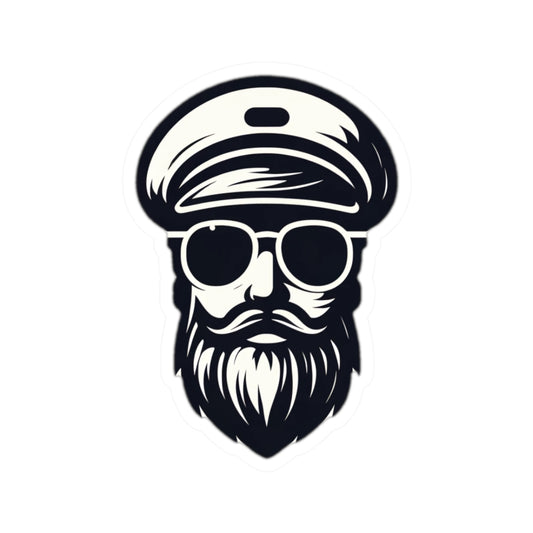 Bearded Captain Sticker — Nautical Sailor Skull Hat Sticker for Laptops, Water Bottles & Gear