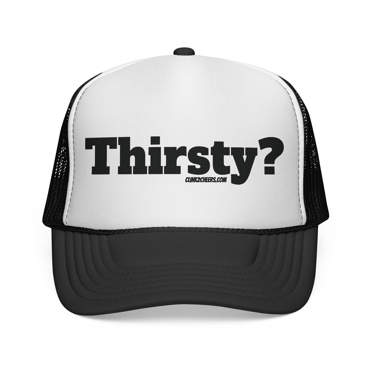 Trucker Cap — 'Thirsty?' Retro Bold Text Mesh Hat