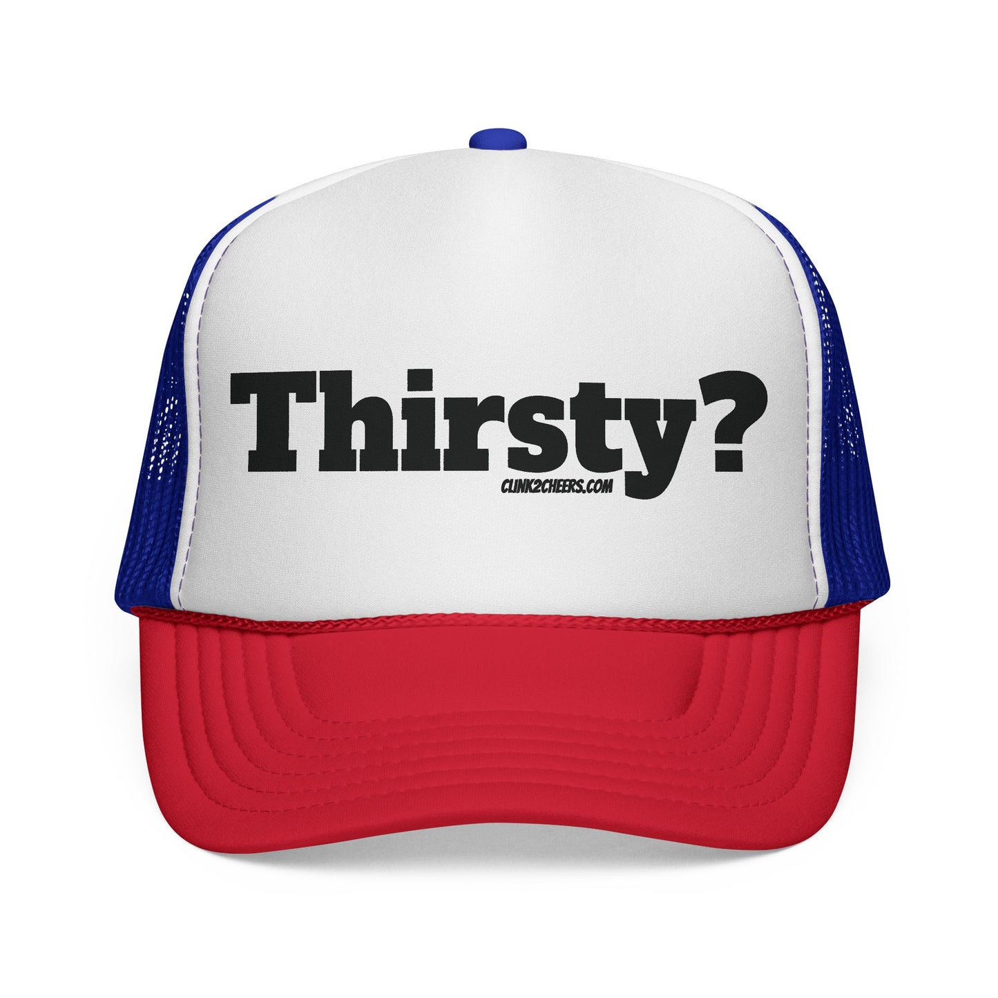 Trucker Cap — 'Thirsty?' Retro Bold Text Mesh Hat
