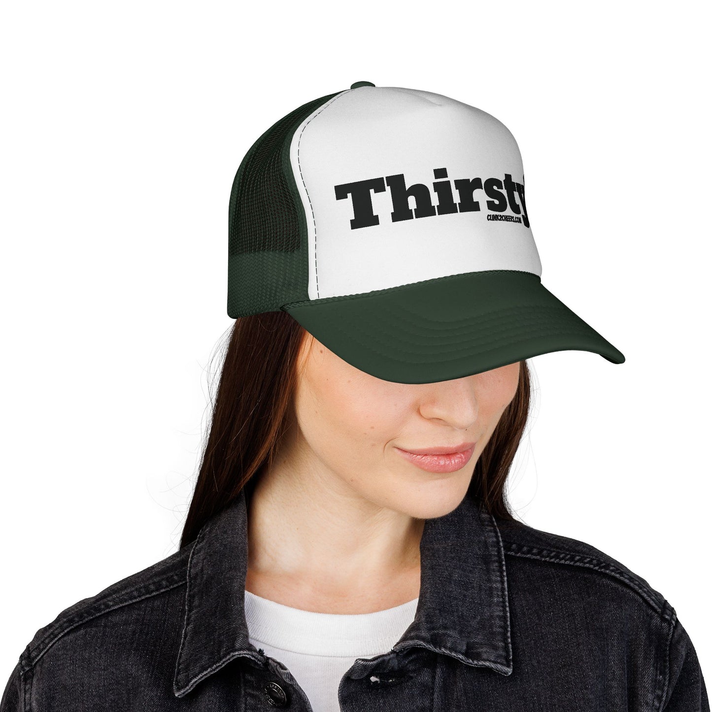 Trucker Cap — 'Thirsty?' Retro Bold Text Mesh Hat