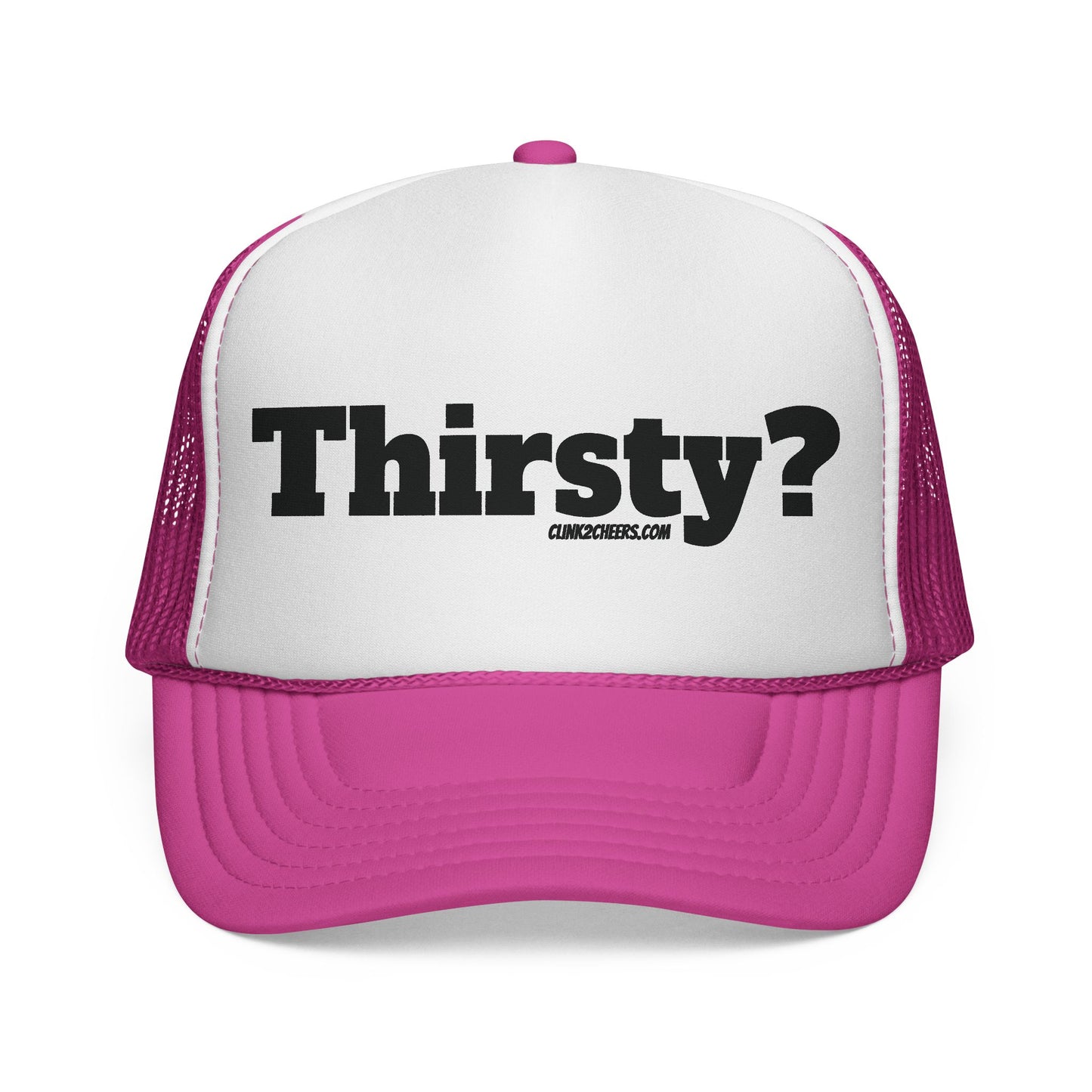 Trucker Cap — 'Thirsty?' Retro Bold Text Mesh Hat