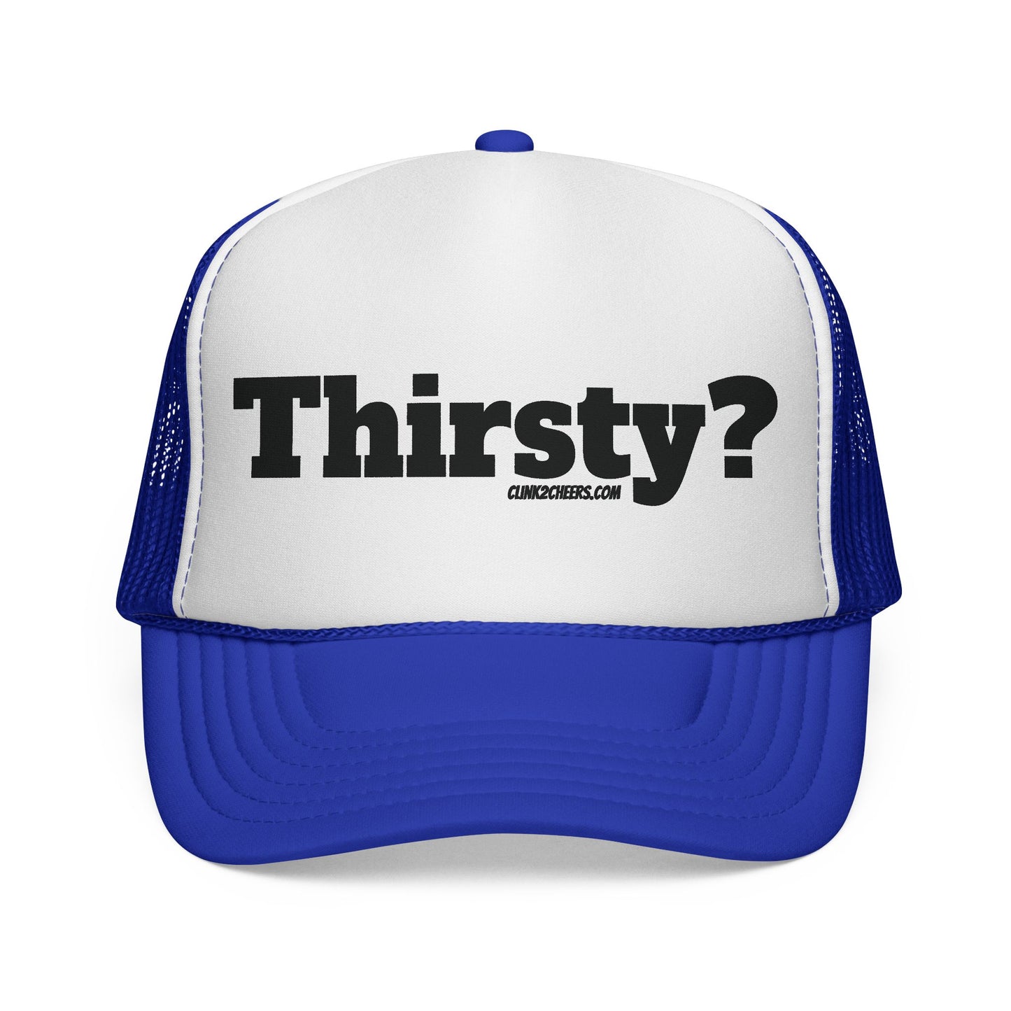 Trucker Cap — 'Thirsty?' Retro Bold Text Mesh Hat