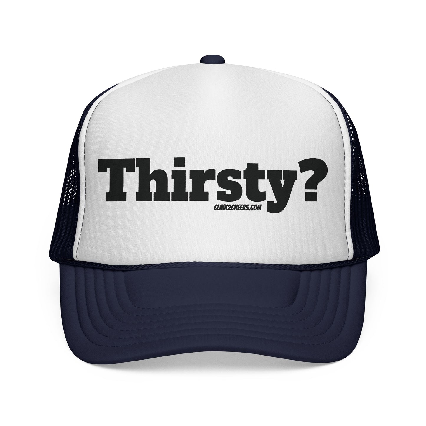 Trucker Cap — 'Thirsty?' Retro Bold Text Mesh Hat