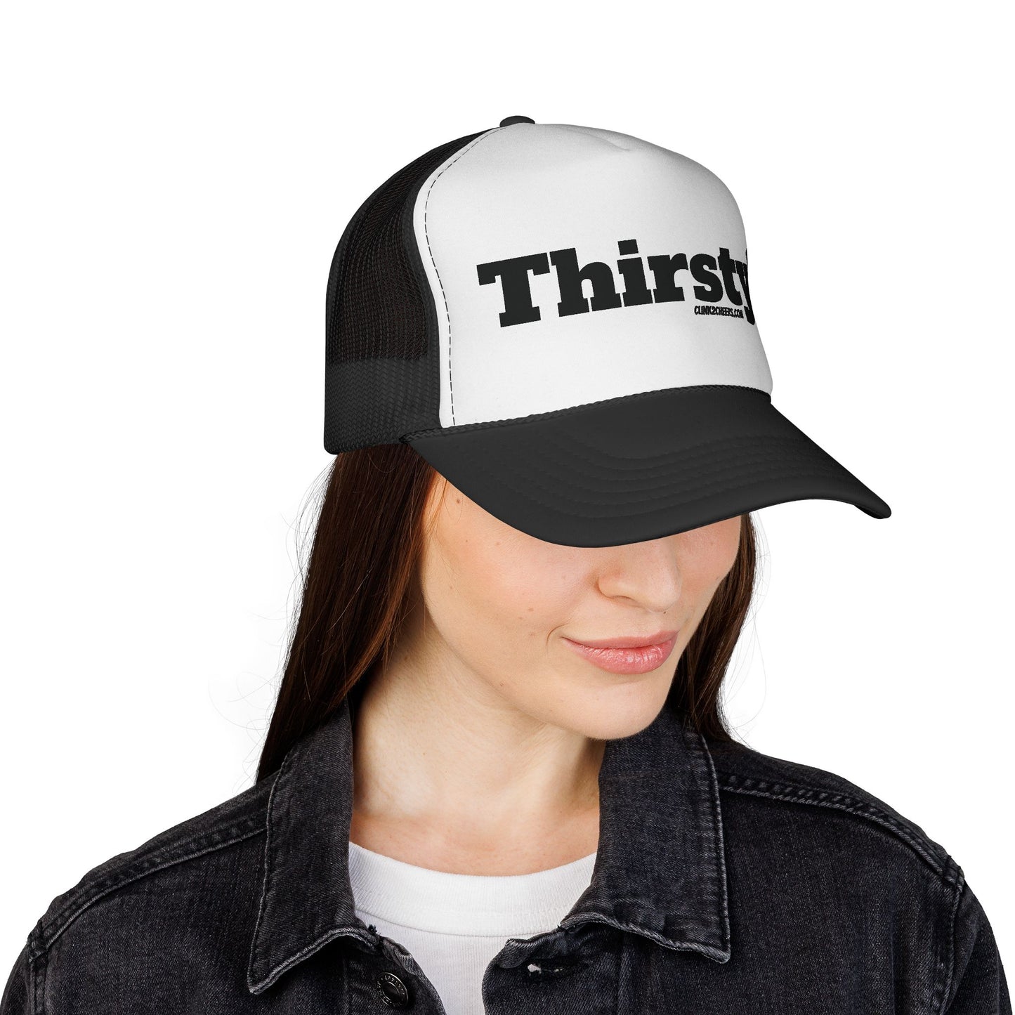 Trucker Cap — 'Thirsty?' Retro Bold Text Mesh Hat