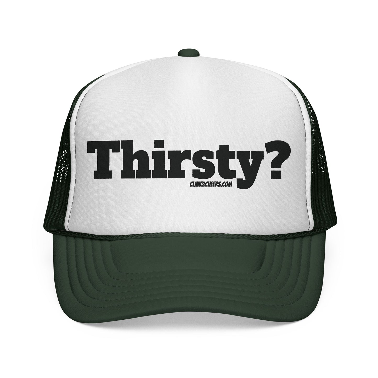 Trucker Cap — 'Thirsty?' Retro Bold Text Mesh Hat