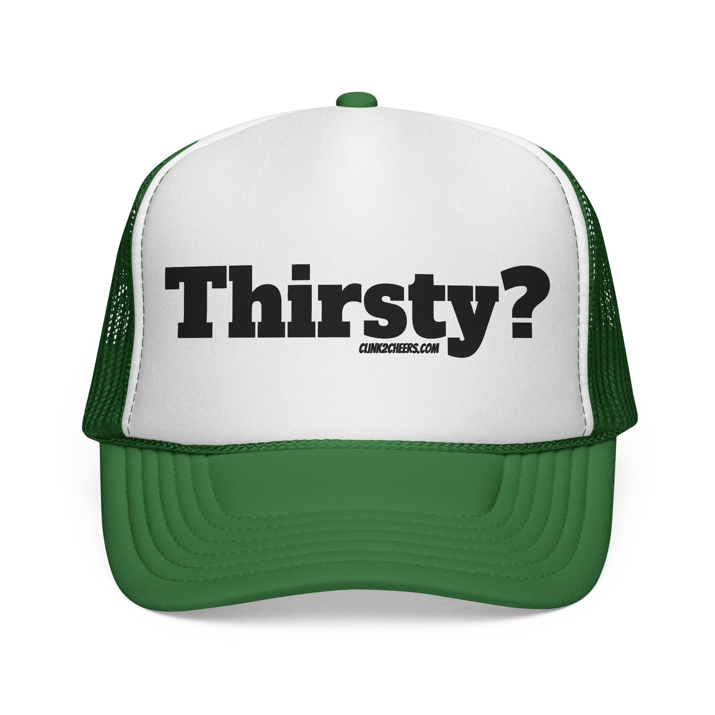 Trucker Cap — 'Thirsty?' Retro Bold Text Mesh Hat