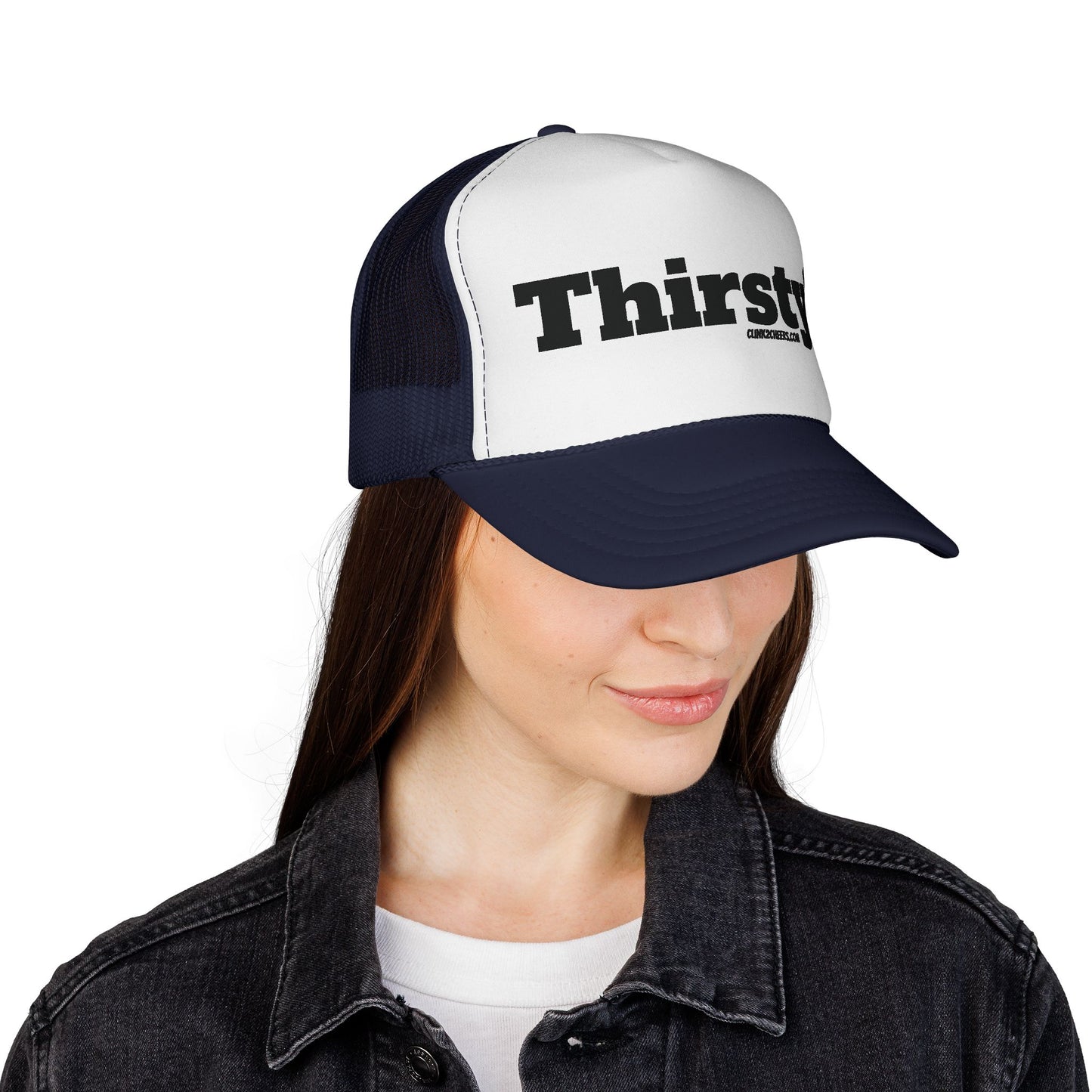 Trucker Cap — 'Thirsty?' Retro Bold Text Mesh Hat