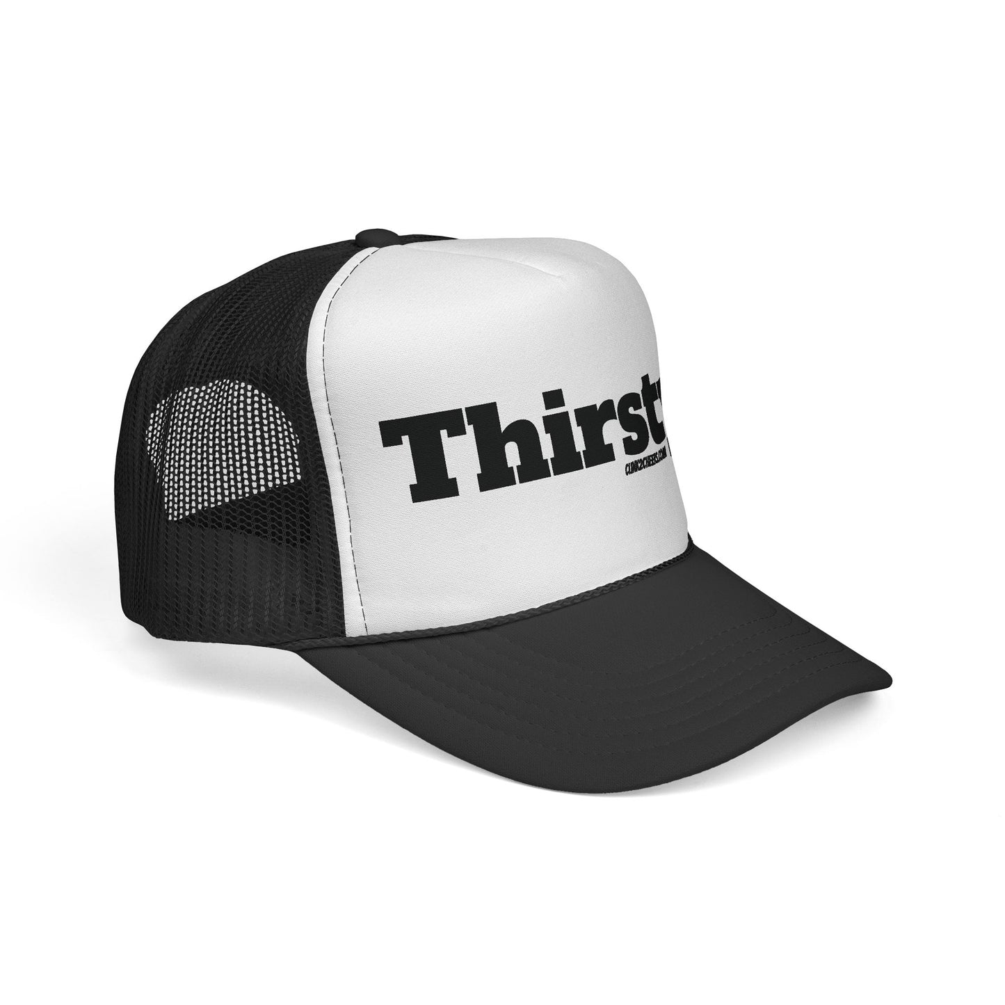 Trucker Cap — 'Thirsty?' Retro Bold Text Mesh Hat